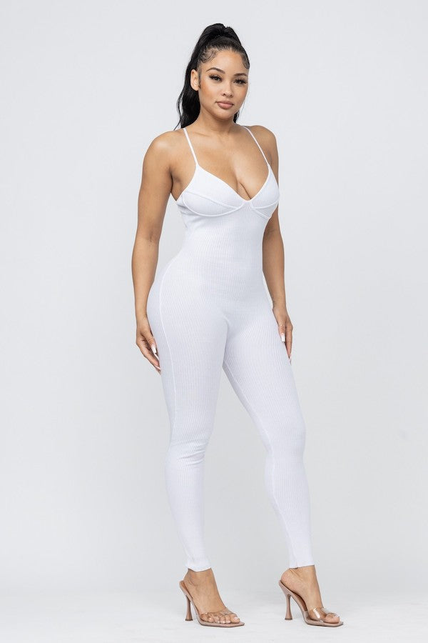 Shell Bust Ribbed Jumpsuit