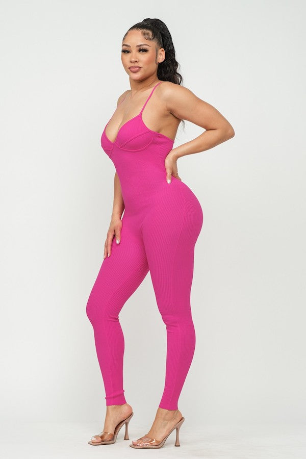 Shell Bust Ribbed Jumpsuit