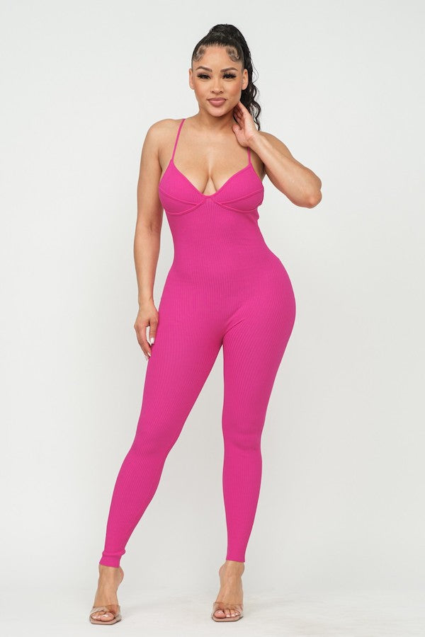 Shell Bust Ribbed Jumpsuit