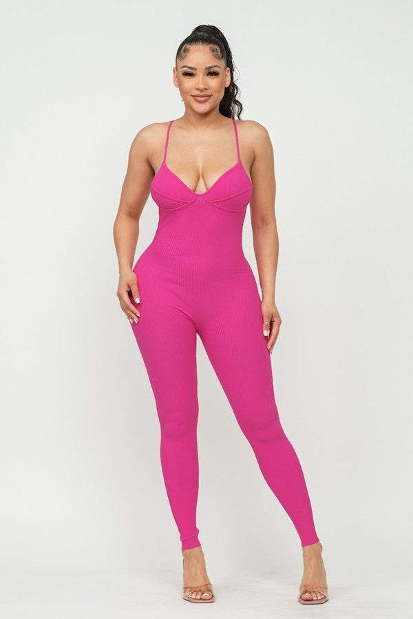 Shell Bust Ribbed Jumpsuit