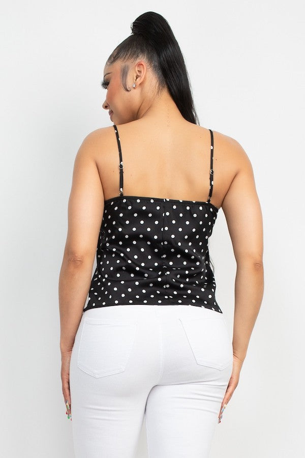 Dotted Cowl Neck Cami Top