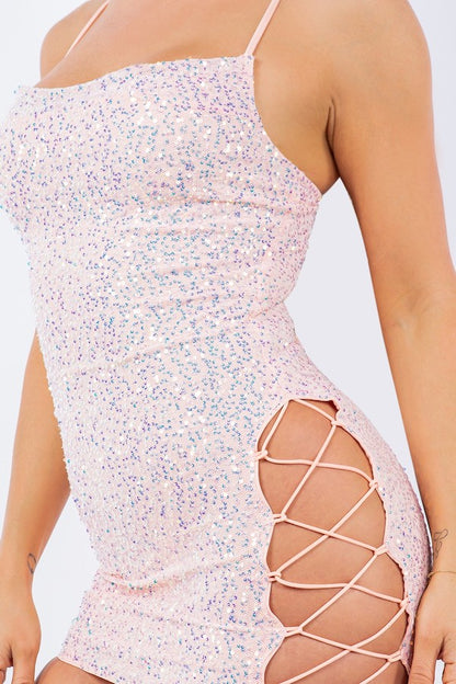 Sequins Cowl Neck Mini Dress