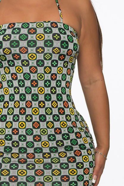 Color Pop Print Halter Dress