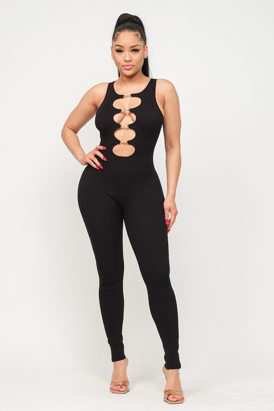 Buckle Me Up Sleeveless Ribbed Jumpsuit