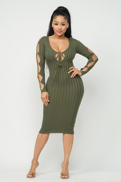 Cutout Ribbed Midi Dress