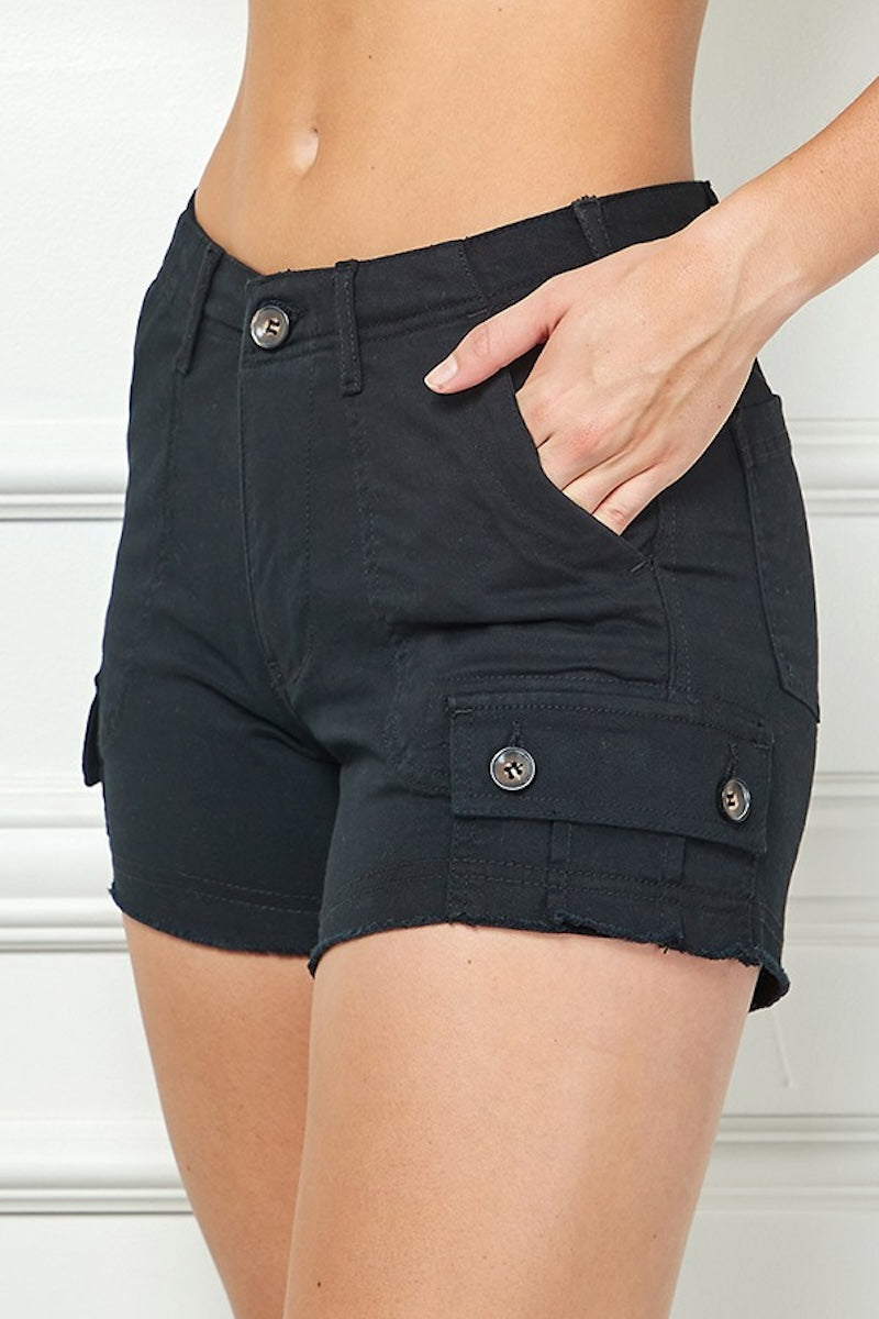 Cargo Shorts With Raw Hem