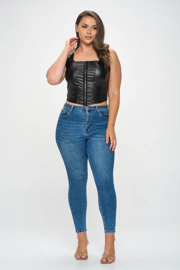 Faux Leather Corset Tank Top