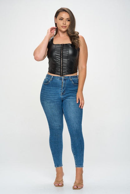Faux Leather Corset Tank Top