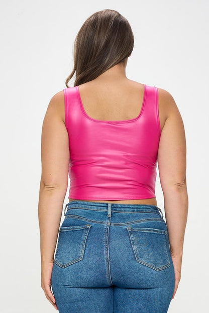 Faux Leather Corset Tank Top
