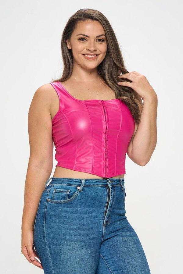 Faux Leather Corset Tank Top