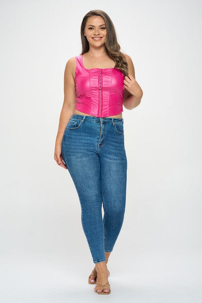 Faux Leather Corset Tank Top