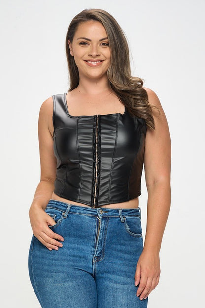 Faux Leather Corset Tank Top