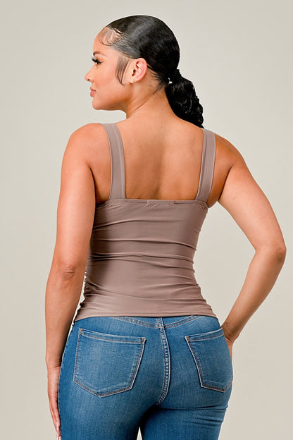 Sweetheart Ruched Top - Mocha