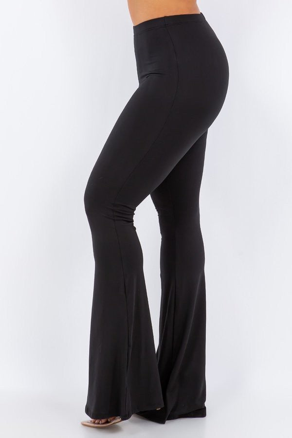 Solid Flared Long Pants With Waist Band Detail