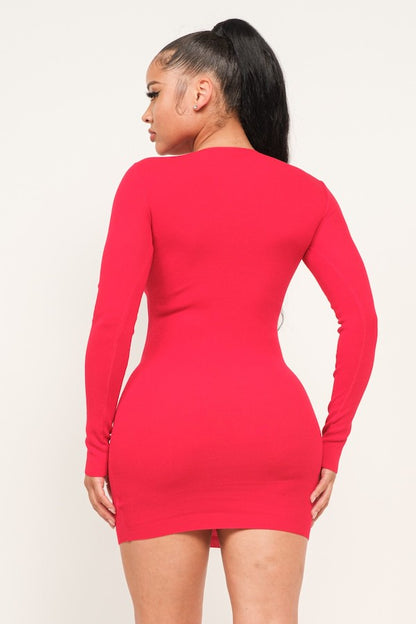 Long Sleeve Chain Laceup Mini Dress