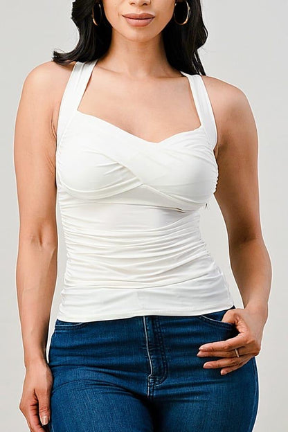 Sweetheart Ruched Top - White