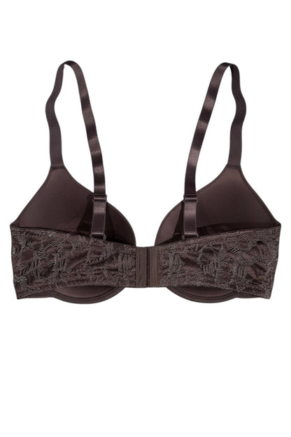 Brown BURLWOOD bra with lace details on a white background