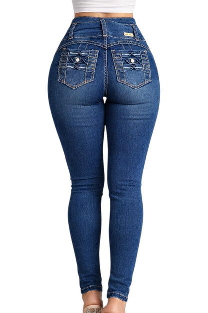 Blue jeans on a white background