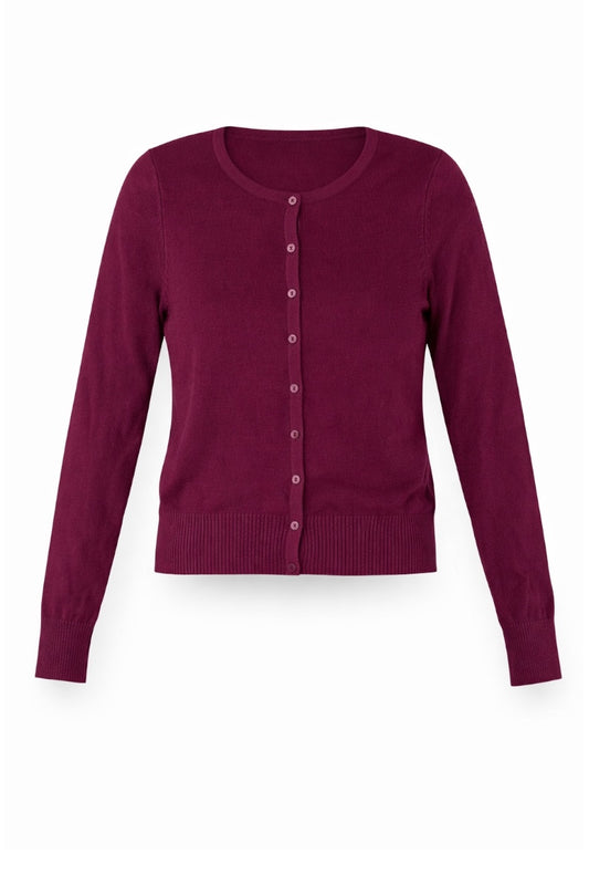 burgundy cardigan on a white background