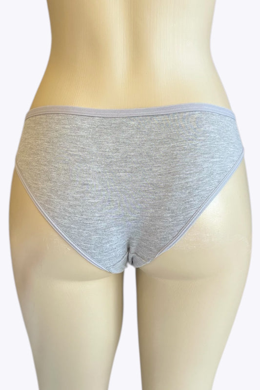 Gray underwear on a mannequin against a white background