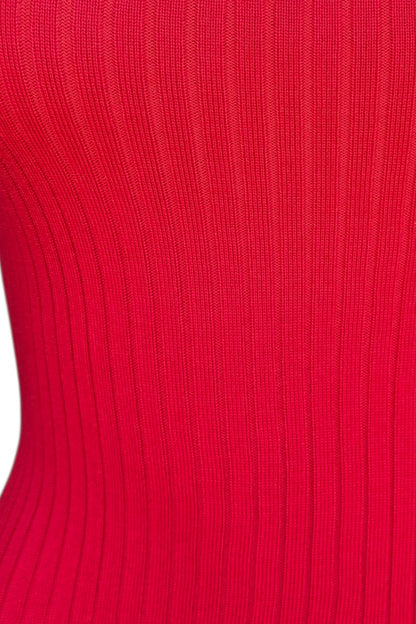 Close-up of a red ribbed fabric texture