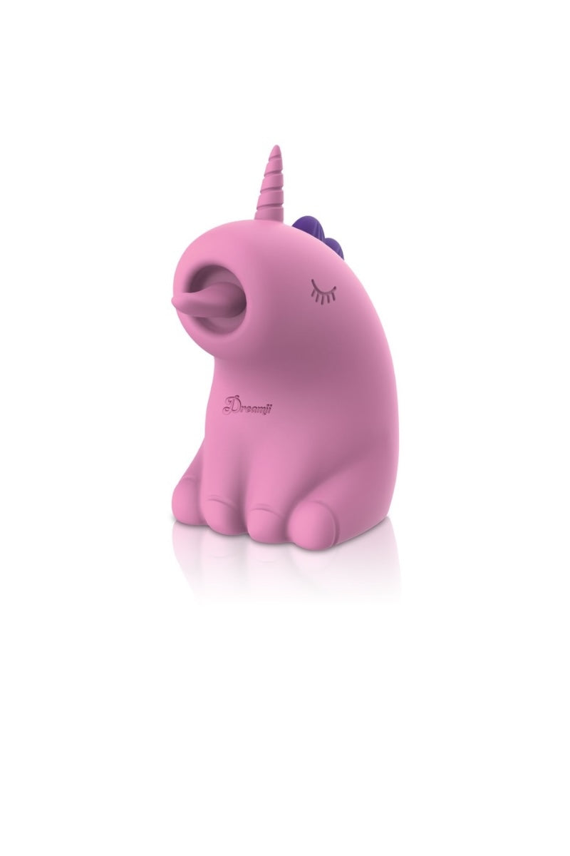 Pink unicorn-shaped product on a white background