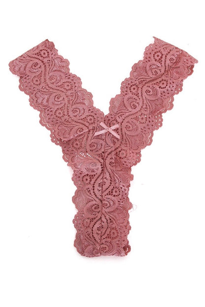 Rose Pink lace garment on a white background