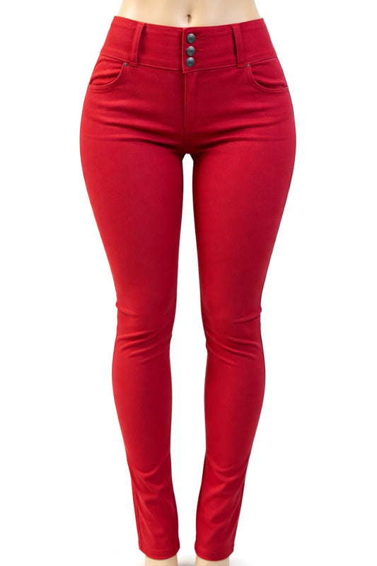 Red jeans on a white background