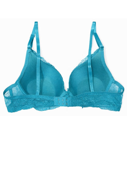 blue bra on a white background