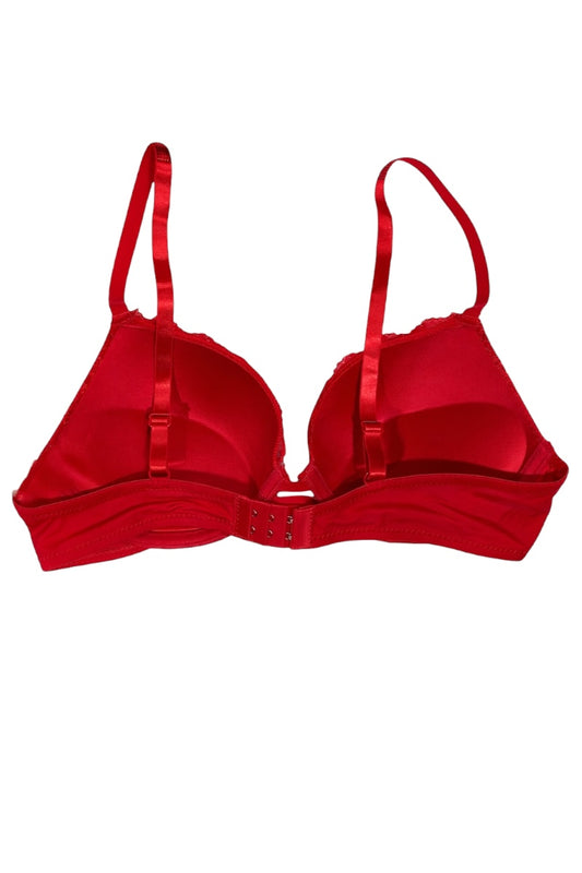 Red bra on a white background