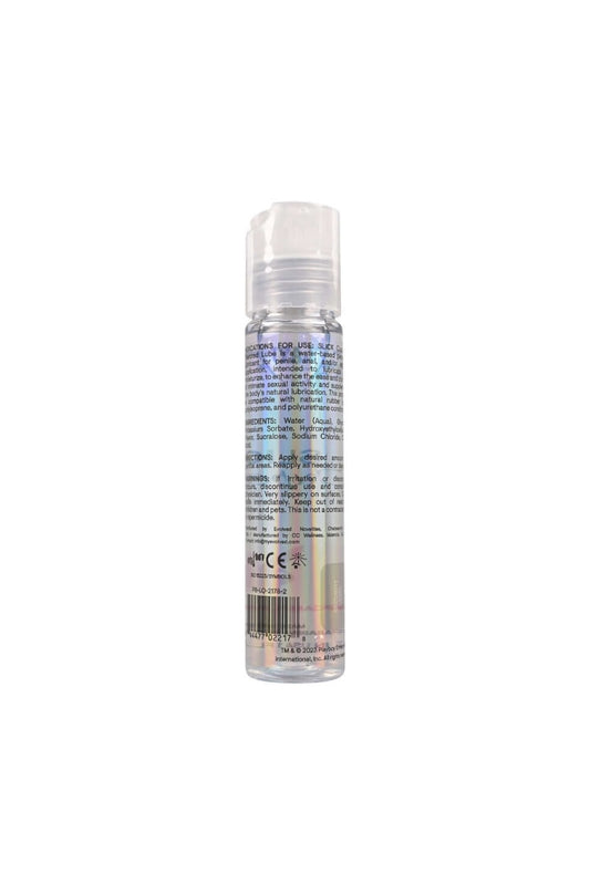 Small cylindrical bottle with a label on a white background