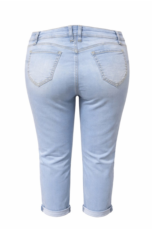 Light blue jeans on a white background