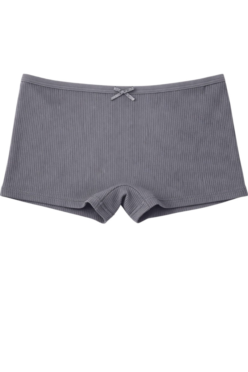 Gray boxer shorts on a white background