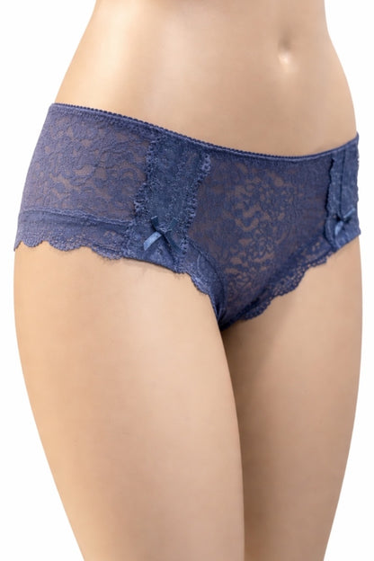 Blue lace underwear on a white background