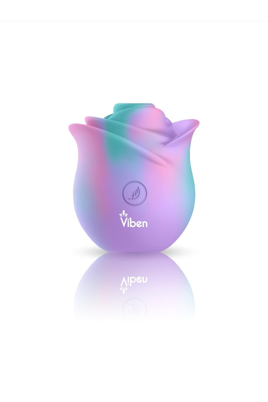 Gradient-colored rose-shaped device with 'Viben' branding on a white background