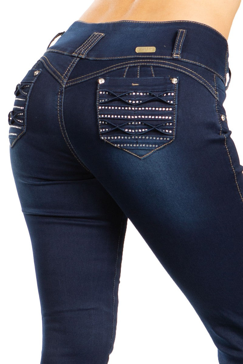 Studded and Ripped Medium Rise Jeans