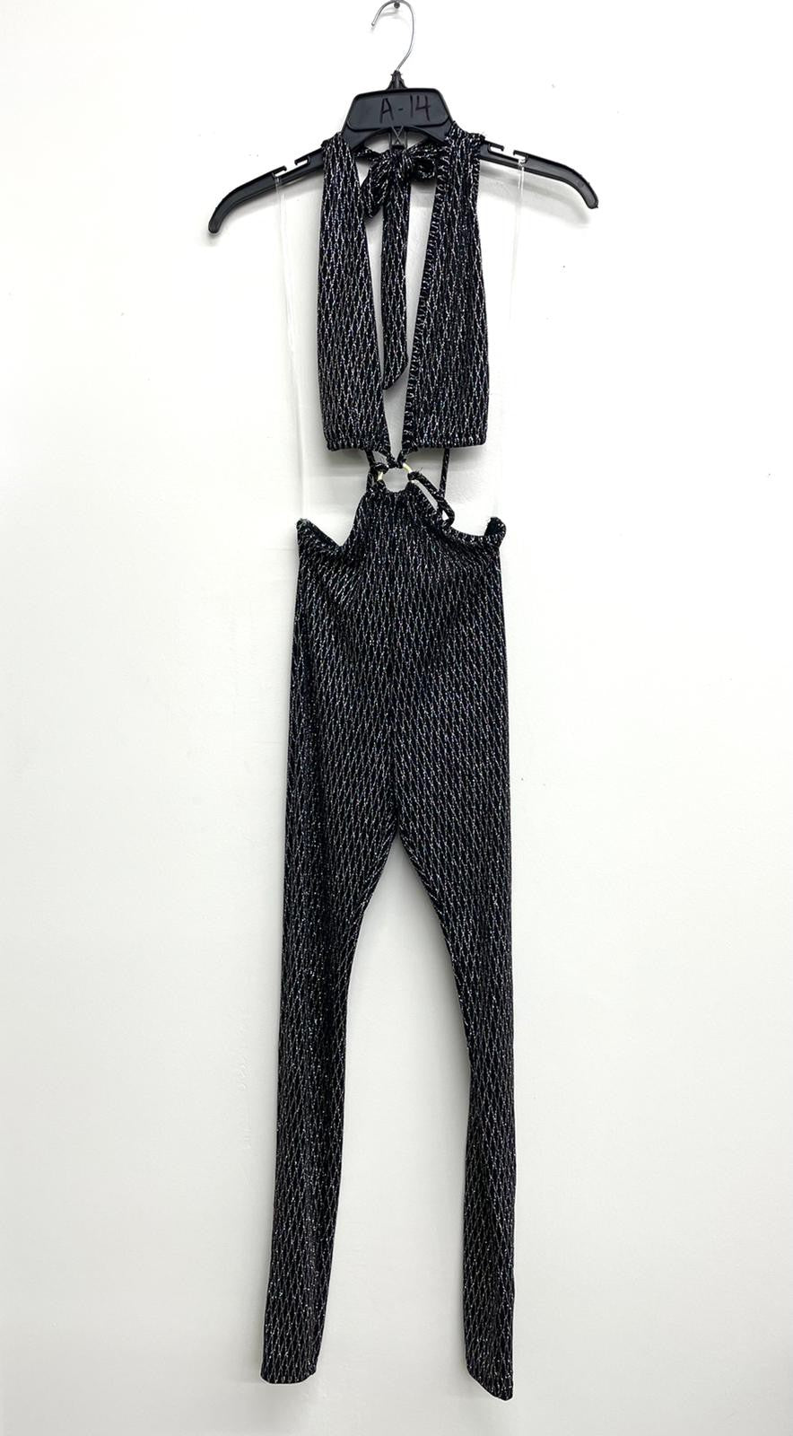 Glitter Texture O Ring Jumpsuit