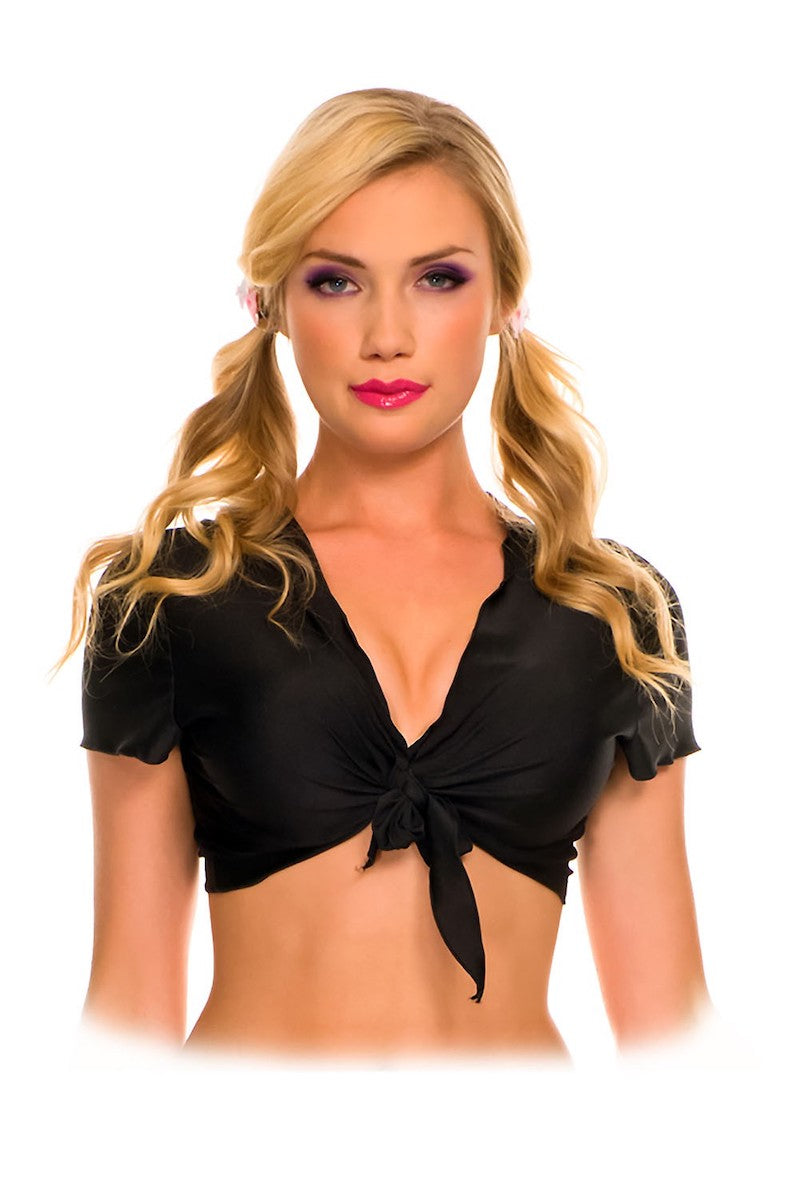 School Girl Tie Top - Black