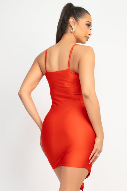 Satin Ruffled Bodycon Dress