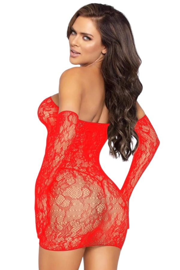 Lace Tube Dress With Gloves