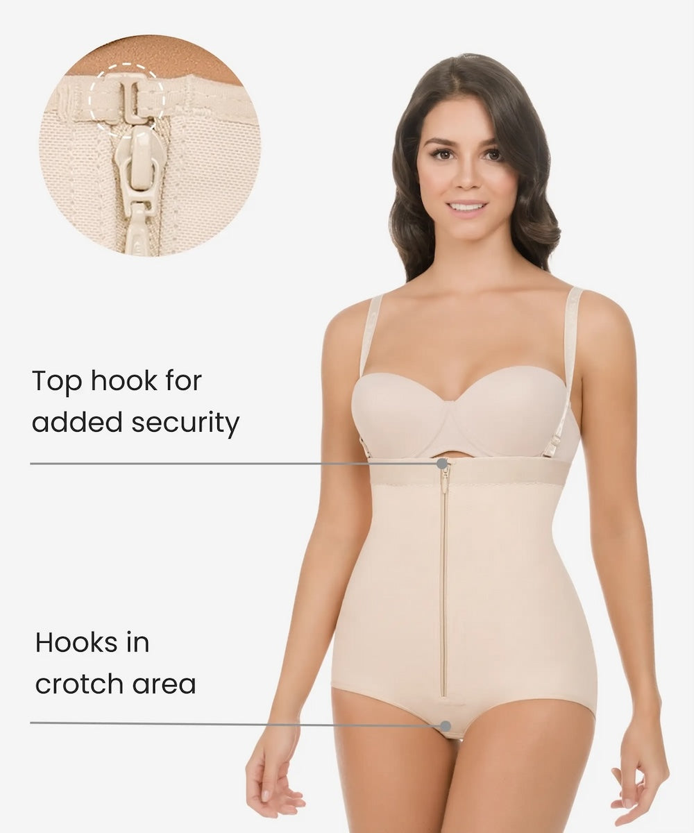 High-Compression Strapless Zipper Body Shaper 