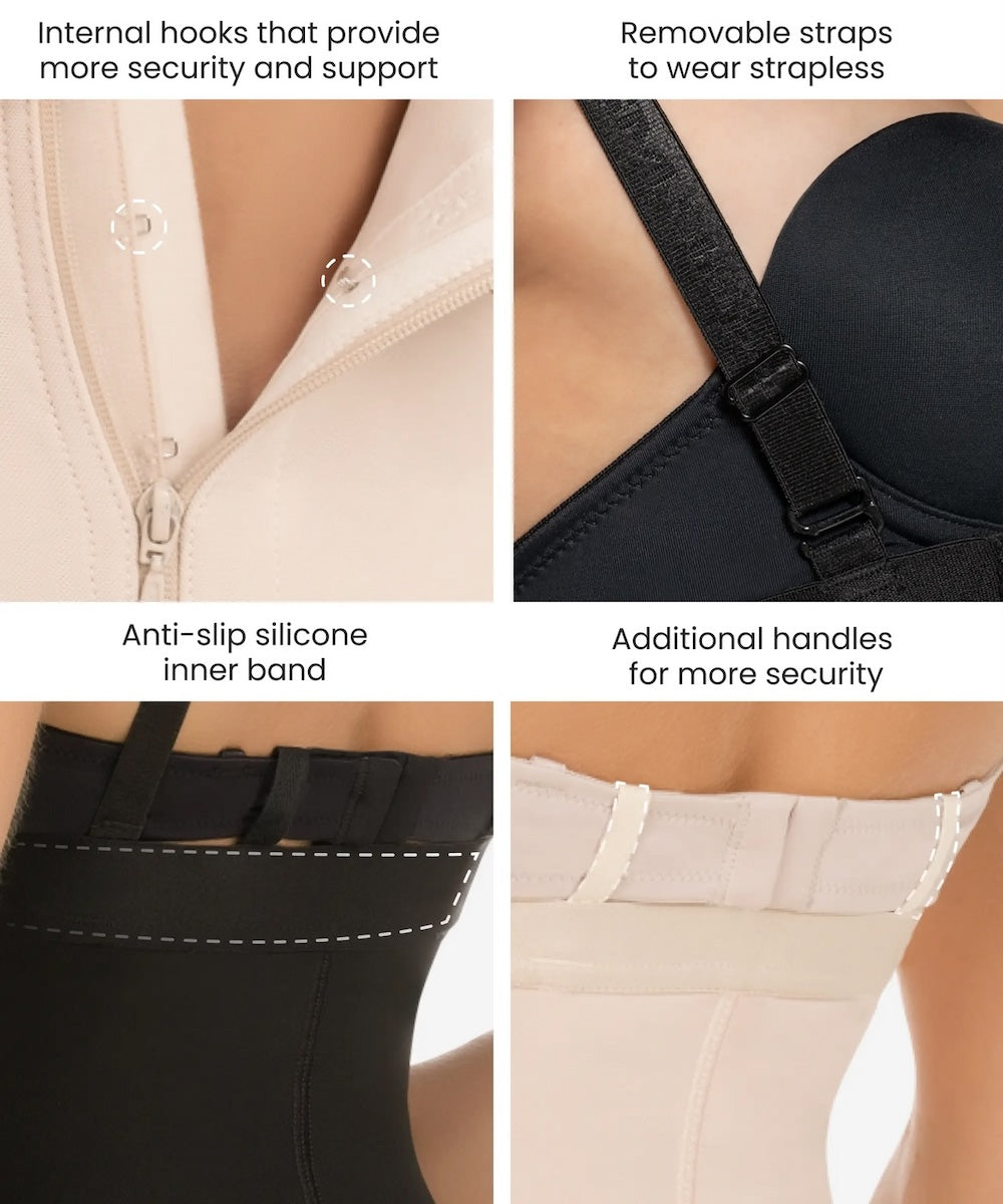 High-Compression Strapless Zipper Body Shaper 