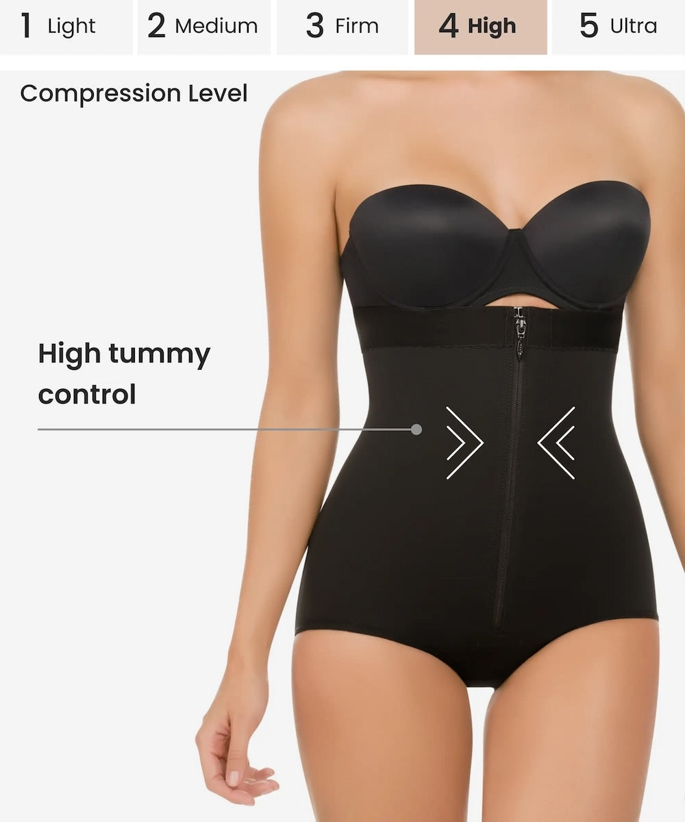 High-Compression Strapless Zipper Body Shaper 