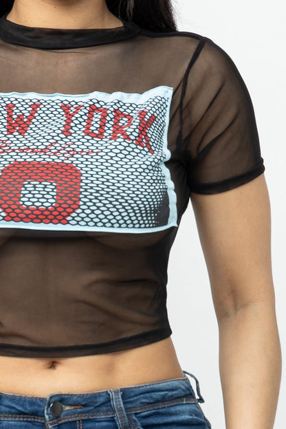 NY Graphic Mesh Tee #D2571