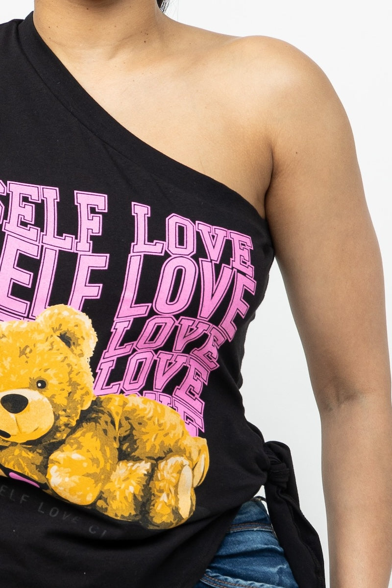 Self Love Teddy Bear Asymmetrical Top