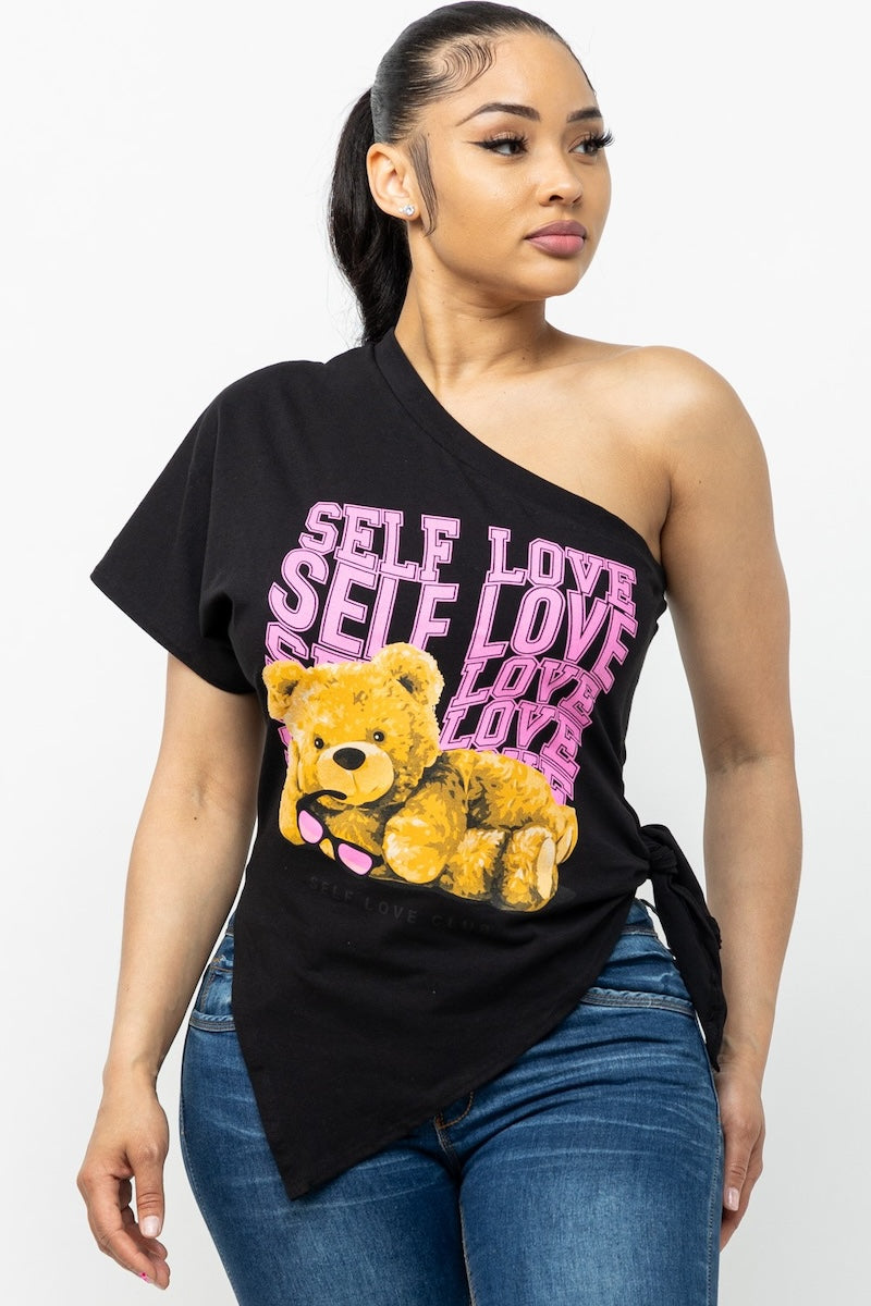 Self Love Teddy Bear Asymmetrical Top