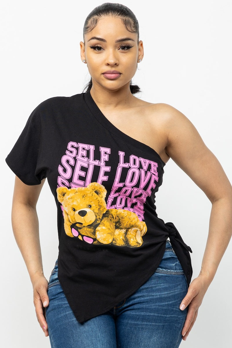 Self Love Teddy Bear Asymmetrical Top