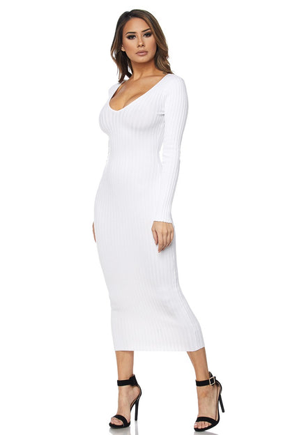 Versatile Long Sleeve Rib Maxi Dress