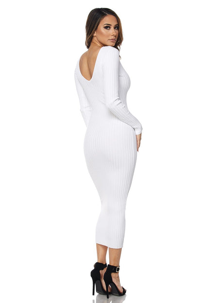 Versatile Long Sleeve Rib Maxi Dress