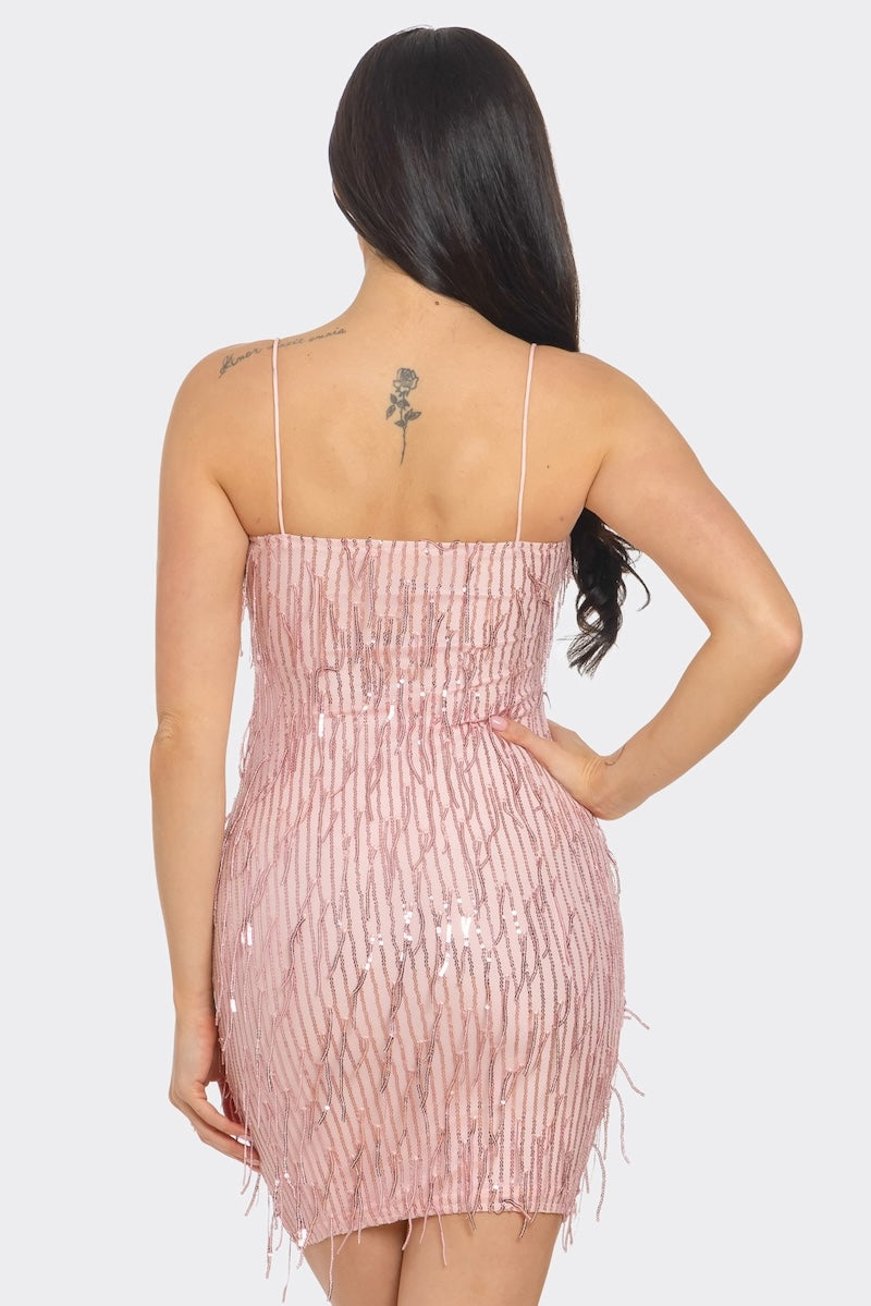 Sleeveless Sequins Mini Dress